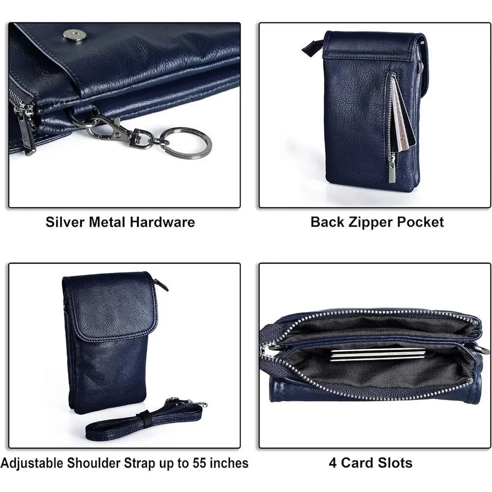 Leather Small Crossbody Phone Bag for Women Slim Compact Organizer